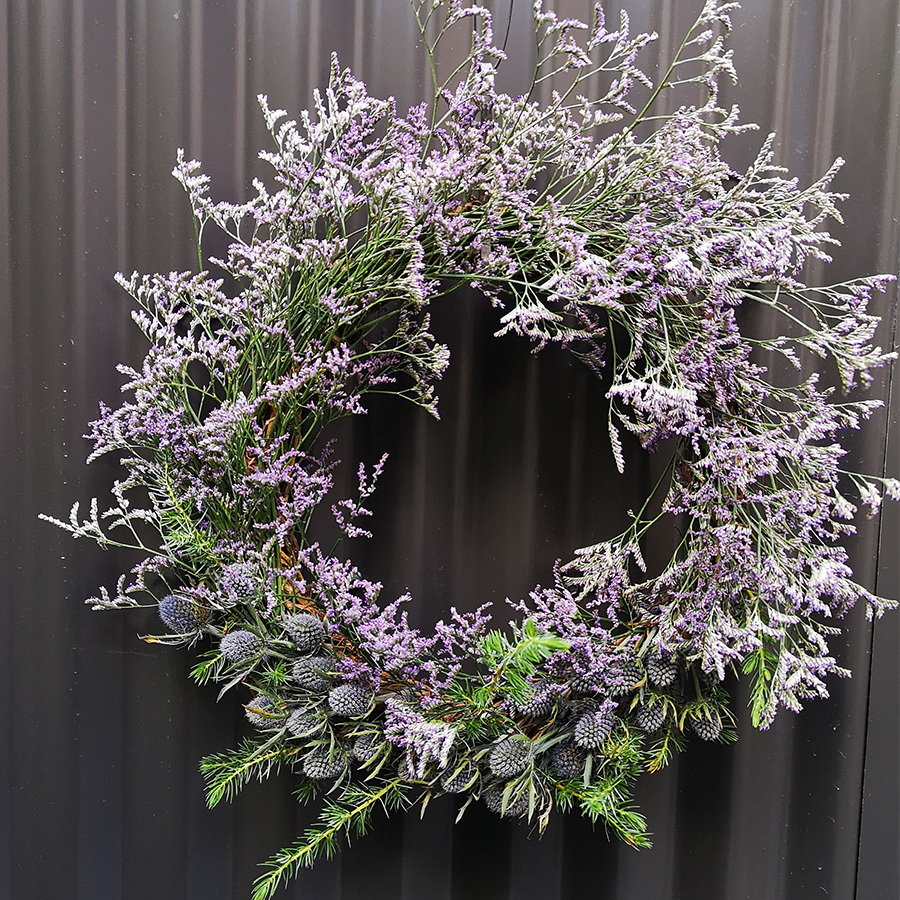 Aquafiori Purple Limonium Wreath Florist Melbourne