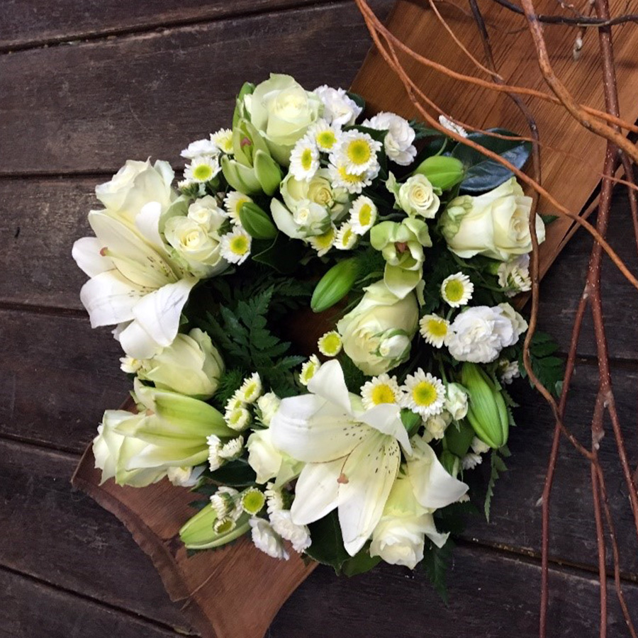 Aquafiori White Sympathy Wreath Florist Melbourne